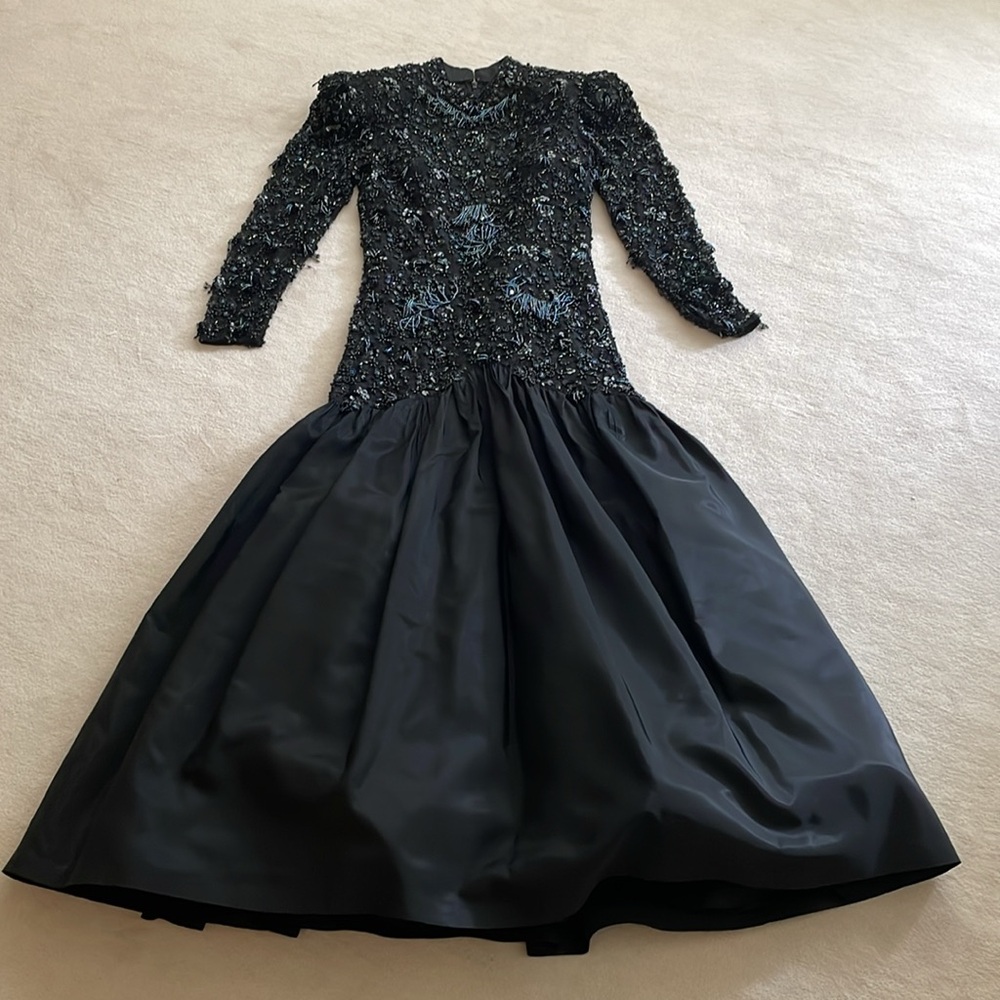 Designer high end Black beaded gown size 4
